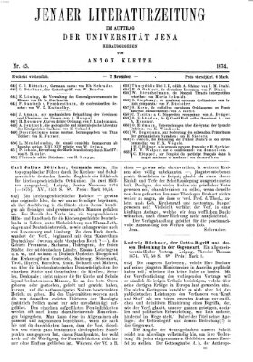 Jenaer Literaturzeitung Samstag 7. November 1874