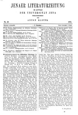 Jenaer Literaturzeitung Samstag 21. November 1874