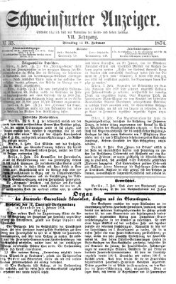 Schweinfurter Anzeiger Dienstag 10. Februar 1874