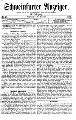 Schweinfurter Anzeiger Mittwoch 25. Februar 1874