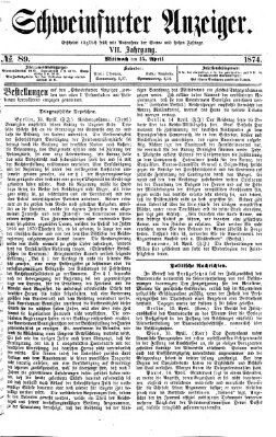 Schweinfurter Anzeiger Mittwoch 15. April 1874