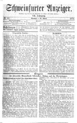 Schweinfurter Anzeiger Montag 20. April 1874