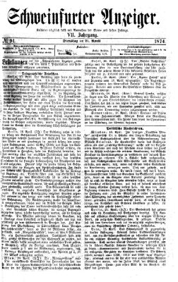 Schweinfurter Anzeiger Dienstag 21. April 1874