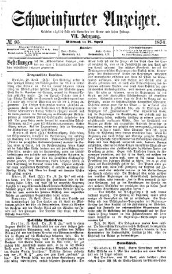 Schweinfurter Anzeiger Mittwoch 22. April 1874
