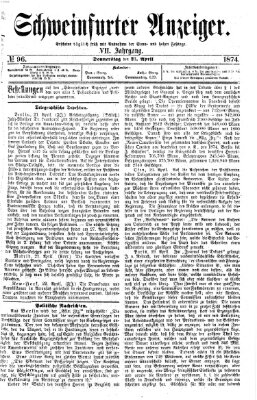 Schweinfurter Anzeiger Donnerstag 23. April 1874