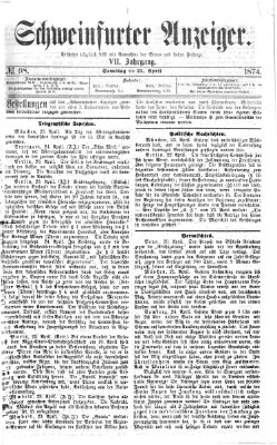 Schweinfurter Anzeiger Samstag 25. April 1874