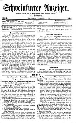 Schweinfurter Anzeiger Montag 17. August 1874