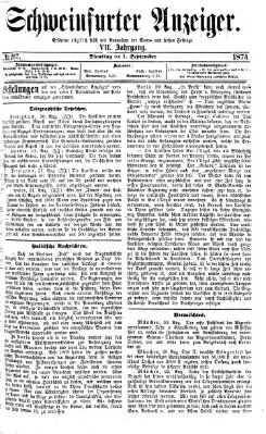 Schweinfurter Anzeiger Dienstag 1. September 1874