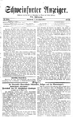 Schweinfurter Anzeiger Mittwoch 16. September 1874