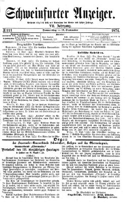 Schweinfurter Anzeiger Donnerstag 17. September 1874