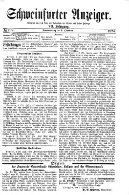 Schweinfurter Anzeiger Donnerstag 8. Oktober 1874