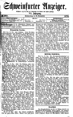 Schweinfurter Anzeiger Donnerstag 12. November 1874