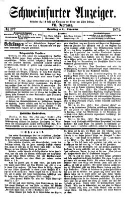 Schweinfurter Anzeiger Samstag 21. November 1874