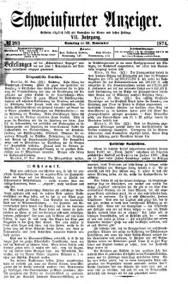 Schweinfurter Anzeiger Samstag 28. November 1874