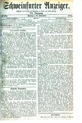 Schweinfurter Anzeiger Montag 30. November 1874