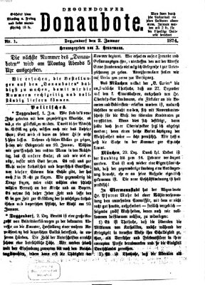 Deggendorfer Donaubote Freitag 2. Januar 1874