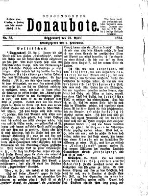 Deggendorfer Donaubote Freitag 24. April 1874