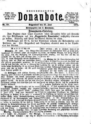 Deggendorfer Donaubote Dienstag 23. Juni 1874