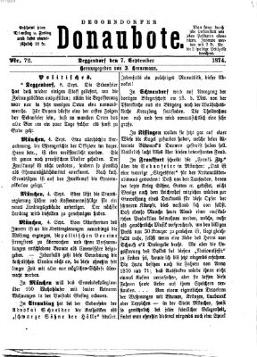 Deggendorfer Donaubote Montag 7. September 1874