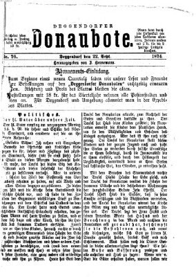 Deggendorfer Donaubote Dienstag 22. September 1874