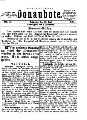 Deggendorfer Donaubote Freitag 25. September 1874