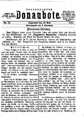 Deggendorfer Donaubote Dienstag 29. September 1874