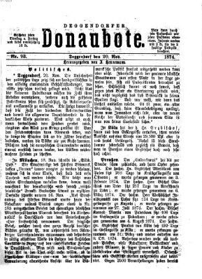 Deggendorfer Donaubote Freitag 20. November 1874