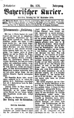 Bayerischer Kurier Dienstag 29. September 1874