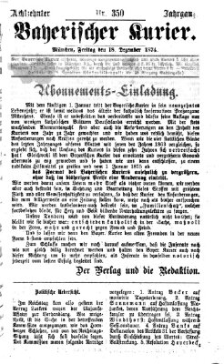 Bayerischer Kurier Freitag 18. Dezember 1874