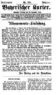 Bayerischer Kurier Dienstag 29. Dezember 1874