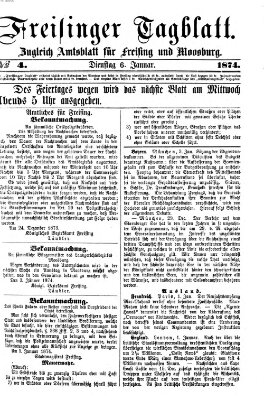 Freisinger Tagblatt (Freisinger Wochenblatt) Dienstag 6. Januar 1874