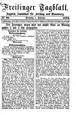 Freisinger Tagblatt (Freisinger Wochenblatt) Sonntag 1. Februar 1874