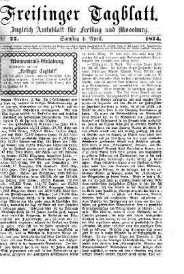 Freisinger Tagblatt (Freisinger Wochenblatt) Samstag 4. April 1874
