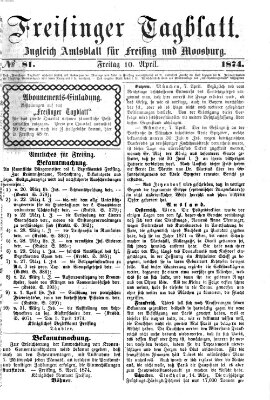 Freisinger Tagblatt (Freisinger Wochenblatt) Freitag 10. April 1874