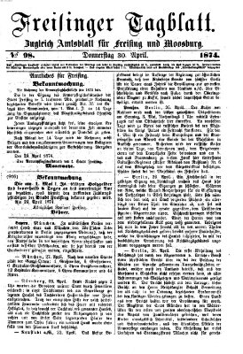 Freisinger Tagblatt (Freisinger Wochenblatt) Donnerstag 30. April 1874