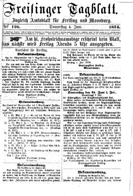 Freisinger Tagblatt (Freisinger Wochenblatt) Donnerstag 4. Juni 1874