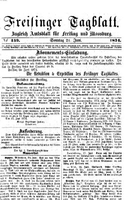 Freisinger Tagblatt (Freisinger Wochenblatt) Sonntag 21. Juni 1874