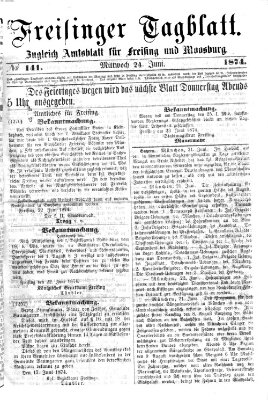 Freisinger Tagblatt (Freisinger Wochenblatt) Mittwoch 24. Juni 1874