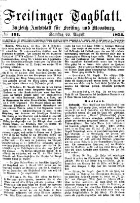 Freisinger Tagblatt (Freisinger Wochenblatt) Samstag 22. August 1874