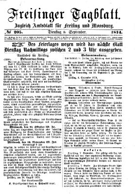 Freisinger Tagblatt (Freisinger Wochenblatt) Dienstag 8. September 1874