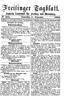 Freisinger Tagblatt (Freisinger Wochenblatt) Donnerstag 17. September 1874