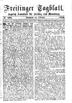 Freisinger Tagblatt (Freisinger Wochenblatt) Mittwoch 14. Oktober 1874