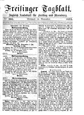 Freisinger Tagblatt (Freisinger Wochenblatt) Mittwoch 18. November 1874