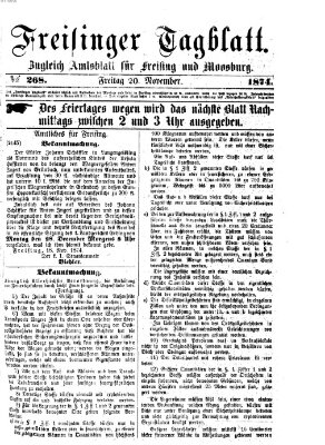 Freisinger Tagblatt (Freisinger Wochenblatt) Freitag 20. November 1874