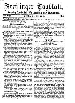 Freisinger Tagblatt (Freisinger Wochenblatt) Samstag 21. November 1874