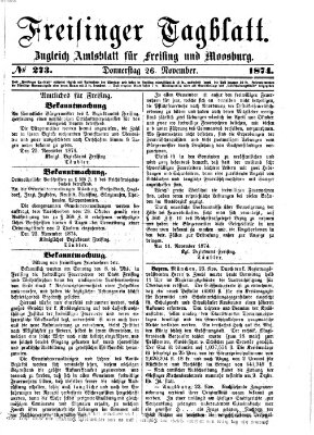 Freisinger Tagblatt (Freisinger Wochenblatt) Donnerstag 26. November 1874