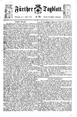 Fürther Tagblatt Mittwoch 1. April 1874