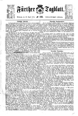 Fürther Tagblatt Mittwoch 29. April 1874