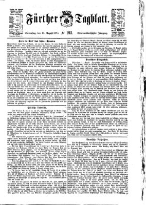 Fürther Tagblatt Donnerstag 13. August 1874