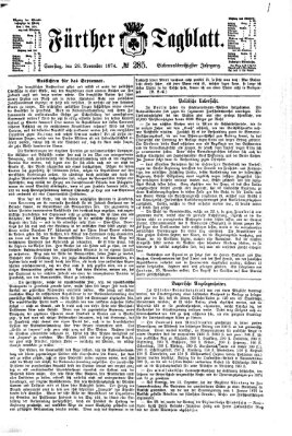 Fürther Tagblatt Samstag 28. November 1874